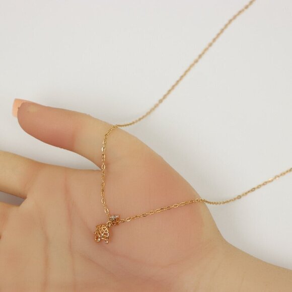 "Delicate Rose Gold Plated Necklace with Umbrella Charm,  XPNL0147 - Picture 4 of 13